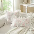 French style floral printed cotton throw pillowcase with white ruffled edge for sofa bed 1 - 45x45cm Pillowcase Only / Little Chili Ruffles