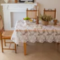 French white lace tablecloth vintage rectangular table cover for wedding party dining room decor - 135*240 / White Appliqué Lace