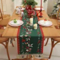 Centro tavola natale verde jacquard renna nappe decorazione festiva sala da pranzo - Sfondo verde corde collegate + nappa verde (non lavabile in lavatrice) / 35*120cm