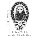 Broche squelette style punk gothique pour Halloween, badge en émail noir et blanc, cadeau effrayant. - C3472-1