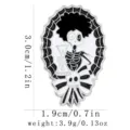 Broche squelette Halloween gothique insigne emaille noir et blanc pour vetements. - C3472-2