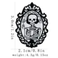 Broche émail squelette gothique, badge noir et blanc, cadeau d'horreur Halloween effrayant - C3473-3