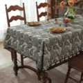 Mantel rectangular jacquard paisley vintage mezcla de algodón decoración de comedor - 60*60cm / Fondo beige con estampado de cachemira y borde de concha café