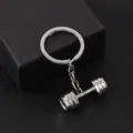 Portachiavi con manubrio argentato, ciondolo anello chiave fitness in metallo per uomo e donna. - Portachiavi (D1331-1) / Argento