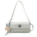 Sac à bandoulière gris clair pour femme, petit sac carré élégant avec pendentif chiot mignon. - Avec Pendentif / Bleu