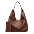 Sac cabas rétro en cuir souple grande capacité pour femme sac porté épaule décontracté. - Marron