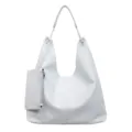 Casual soft leather hobo shoulder bag with a small pouch grey tote purse for women - Blue