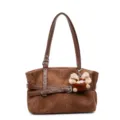 Borsa a tracolla vintage in camoscio marrone donna borsa casual con simpatico portachiavi - senza ciondolo / Marrone