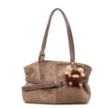 Borsa a spalla vintage in camoscio invernale borsa shopper sotto ascella elegante donna - senza ciondolo / Kaki