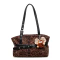 Borsa a spalla vintage stampa leopardo camoscio donna borsa shopper elegante - senza ciondolo / Maculato nero