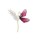 Exquisite gold-plated wheat ear and pink butterfly brooch, elegant rhinestone suit corsage pin. - Red Wheat Dragonfly Brooch (C2152)