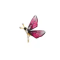 Exquisite pink gradient butterfly brooch, elegant gold tone crystal insect lapel pin. - Red Butterfly Brooch (C2152)