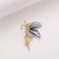 Gold Crystal Fairy Brooch Elegant Gradient Wing Corsage Pin for Women Suit Jacket Apparel - Blue Fairy Dancer Brooch (C2152)
