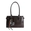 Sac cabas épaule marron vintage pour femmes, grand sac à main élégant pour le travail. - Avec Pendentif / Café