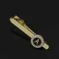 Gold Letter A Rhinestone Tie Clip Vintage Alloy Collar Pin Fashion Jewelry Accessory - T1051-A Tie Clip