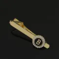 Gold rhinestone letter B brooch vintage alloy fashion lapel pin elegant jewelry accessory - T1051-B Tie Clip