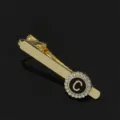 Gold letter C lapel pin with vintage rhinestone brooch alloy fashion jewelry items - T1051-C Tie Clip