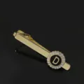 Gold tone letter D tie clip minimalist rhinestone collar pin fashion alloy men suit jewelry - T1051-D Tie Clip