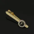 Gold rhinestone letter F tie clip crystal alphabet brooch men fashion accessory pin new - T1051-F Tie Clip