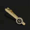 Gold tone rhinestone letter H tie clip elegant metal collar pin fashion mens suit accessory - T1051-H Tie Clip