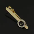 Gold rhinestone letter J tie clip vintage court style fashion lapel pin alloy badge jewelry - T1051-J Tie Clip