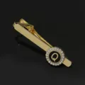 Gold letter Q tie clip, rhinestone encrusted collar pin, retro alloy fashion jewelry variant. - T1051-Q Tie Clip