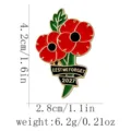 Broche de amapola roja de esmalte metálico con cinta conmemorativa y accesorio de joyería. - Estilo Cinta Negra Amapola Roja 2027 (C3624-2)