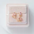 Süße rosa Bär Stern Mond Zirkon Anhänger Ohrstecker mit 925er Silber Nadel, elegante Schmuck. - Rosa Stern Mond Bär Ohrringe (EH00632)