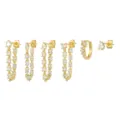 Detailed view of the elegant gold plated cubic zirconia chain tassel earring set for stylish women. - Gold