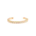 Detailed close-up of a gold-plated pave zirconia ear cuff, minimalist clip-on jewelry design. - White Zirconia (EH00272) / Gold