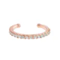 Detailed view of a stylish rose gold paved cubic zirconia ear cuff, elegant non-pierced clip. - White Zirconia (EH00272) / Rose Gold