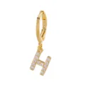 Gold-plated huggie hoop earring featuring a dazzling pave cubic zirconia letter H pendant. - Letter H Style (EH00076-H)