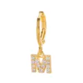 Gold plated letter M hoop earrings paved with sparkling cubic zirconia, trendy fashion jewelry. - Letter M Style (EH00076-M)