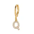 Gold-plated letter Q hoop earrings with sparkling clear crystal zircon pave for women trendy - Letter Q Style (EH00076-Q)