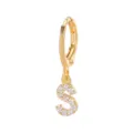 Gold plated letter S hoop earring with sparkling crystals, elegant fashion jewelry accessory. - Letter S Style (EH00076-S)