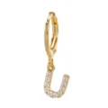 Gold-plated letter J huggie hoop earrings paved with sparkling cubic zirconia crystals item. - Letter U Style (EH00076-U)