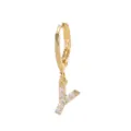 Gold-plated letter Y hoop earrings with sparkling cubic zirconia, trendy fashion jewelry. - Letter Y Style (EH00076-Y)