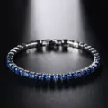4.0mm Blue Zircon Tennis Bracelet Sparkling Cubic Zirconia Minimalist Elegant Jewelry - Tennis Chain Style (S0054-E) / 19cm / White Gold Blue