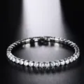 Sparkling 4.0mm cubic zirconia tennis bracelet, elegant silver chain jewelry for women. - Regular Rhinestone Style (S0054-H) / 18cm / Platinum White