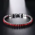 Red Zircon Tennis Bracelet Silver Color Sparkling Crystal Chain Jewelry Gift for Women - Tennis Chain Style (S0054-C) / 17cm / White Gold Red