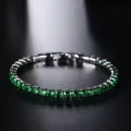 Green Zirconia Silver Tennis Bracelet Sparkling Crystal Chain Chic Elegant Jewelry Gift - Tennis Chain Style (S0054-D) / 17cm / White Gold Green