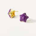 Purple enamel star stud earrings with gold-plated edges, chic copper alloy jewelry. - Late Violet Style (E069) / One Pair