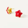 Red enamel star stud earrings, elegant gold plated alloy fashion jewelry variant. - Berry Red Style (E069) / One Pair