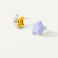 Lavender star enamel stud earrings for women, chic metal gold-plated geometric jewelry. - Taro Purple Style (E069) / One Pair