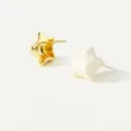 White enamel star stud earrings, gold plated copper alloy chic minimalist jewelry for women. - Cloud White Style (E069) / One Pair