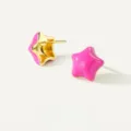 Chic pink enamel star stud earrings with gold plating, stylish geometric jewelry accessory. - Peach Pink Style (E069) / One Pair
