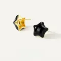 Chic black enamel puffy star stud earrings with gold-plated copper alloy for women fashion - Obsidian Black Style (E069) / One Pair