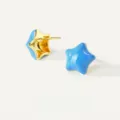 Blue enamel star stud earrings, copper alloy gold plated stylish daily jewelry for women. - Cosmic Blue Style (E069) / One Pair