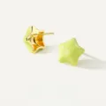 Yellow enamel star stud earrings, copper alloy gold plated cute minimalist fashion jewelry. - Green Grape Style (E069) / One Pair