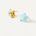 Elegant light blue enamel star stud earrings with gold plating, versatile trendy jewelry for women. - Sea Salt Light Blue Style (E069) / One Pair
